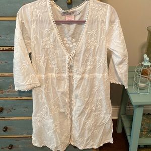Gretchen Scott Designs small white embroidered cover up